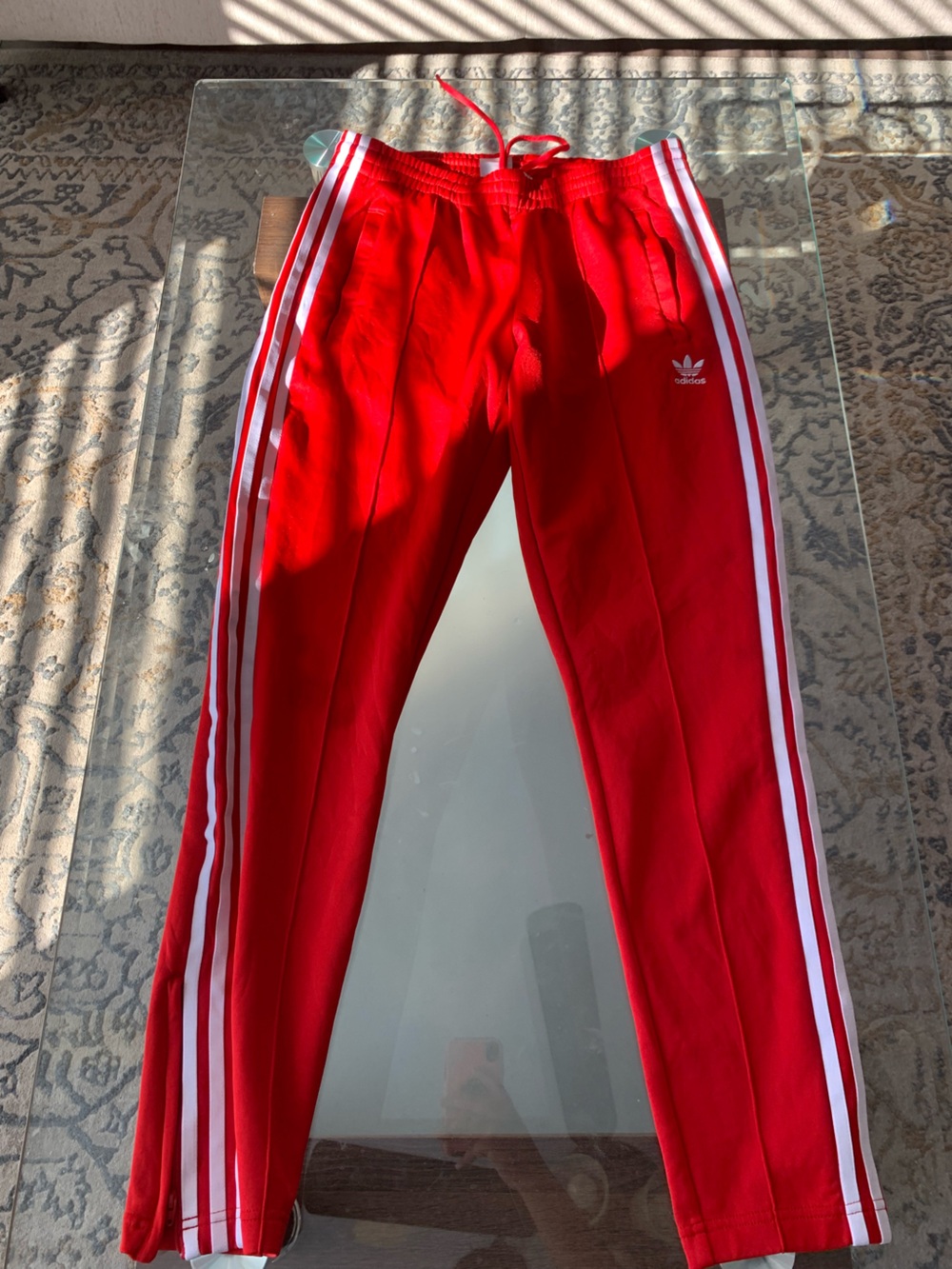 adidas Red Track Pants with White Stripes - Kids
